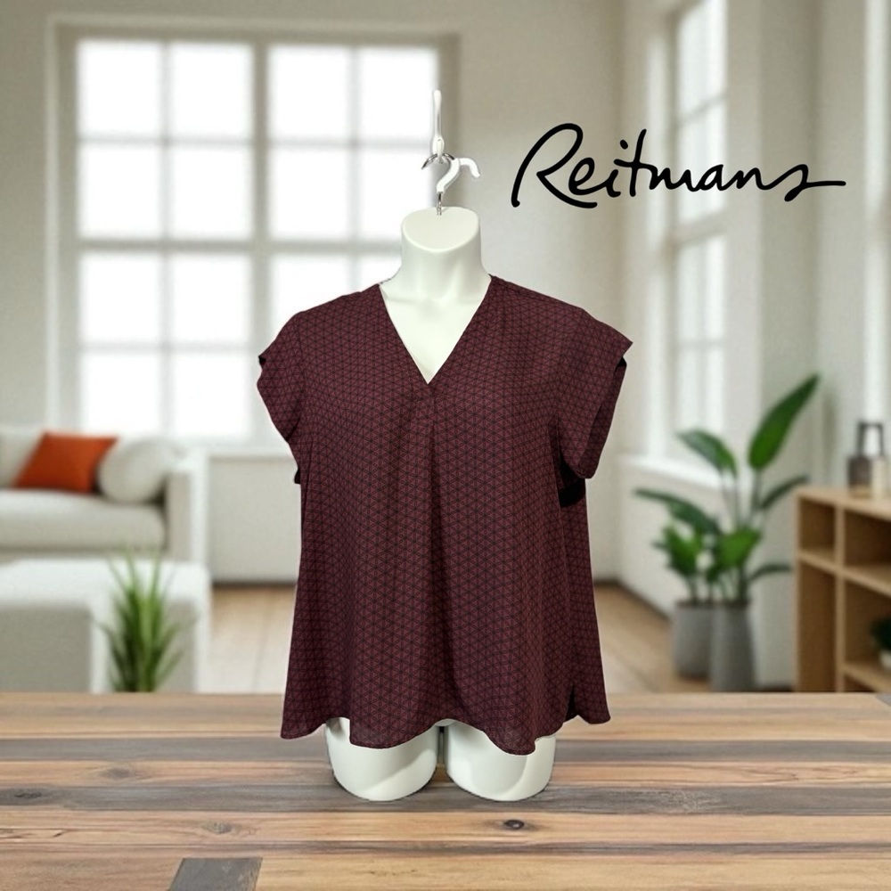 Reitmans Dark Red V-Neck Blouse